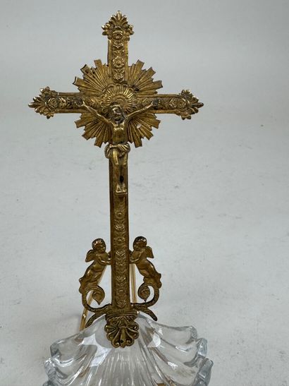 Gilt bronze and crystal stoup.
Mid 19th century.
18.5...
