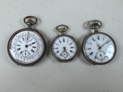 Lot de trois montres de gousset dont une...