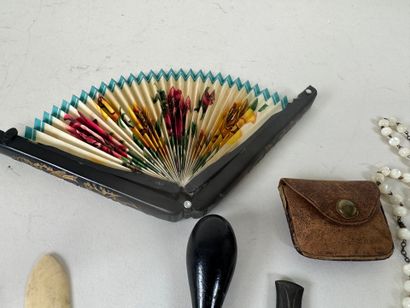 Small set of display items including: antique...
