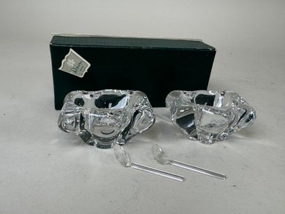 DAUM France. Pair of molded crystal salt...