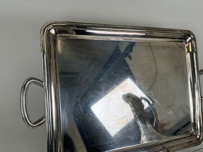 Silver-plated metal lot including :
- a glass...