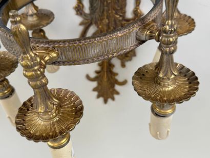 Pair of gilt bronze and chased five-light...