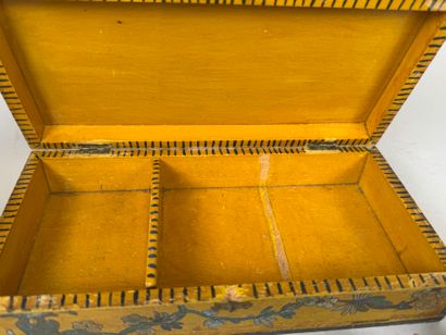Rectangular box in polychrome wood decorated...