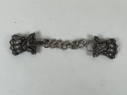 Silver-plated cape buckle with lion claw...