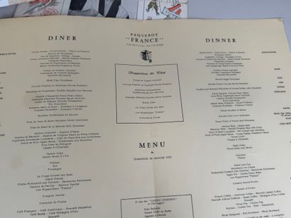 Small batch of menus including Paquebot FRANCE,...