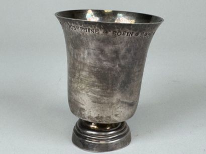 Silver pedestal tumbler marked 