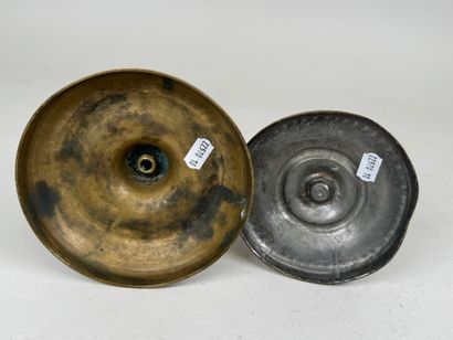 Two ormolu torches, one decorated with vases...
