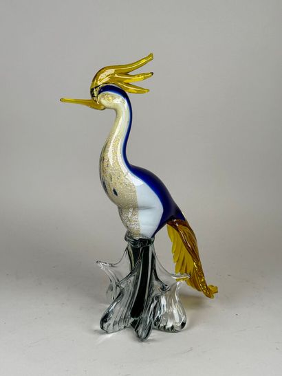 MURANO, XXe.
Oiseau.
Important sujet en verre...
