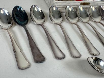 Set of 24 small spoons in silver-plated metal,...