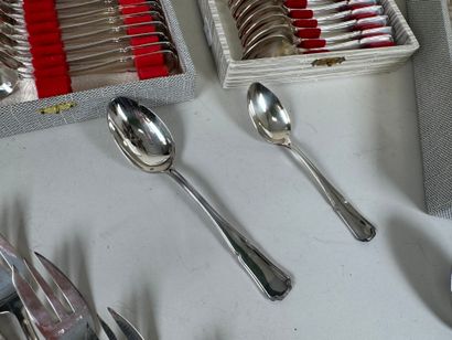 Part of a silver-plated menagère, net pattern,...