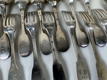 Set of 8 silver table spoons and 10 table...