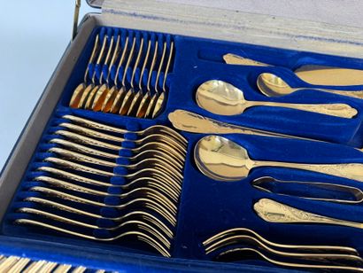 Gilded metal and metal menagère set including...