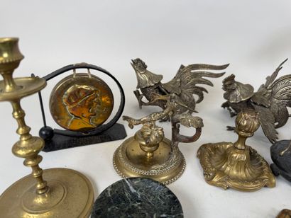 Set of bronze or brass trinkets including...