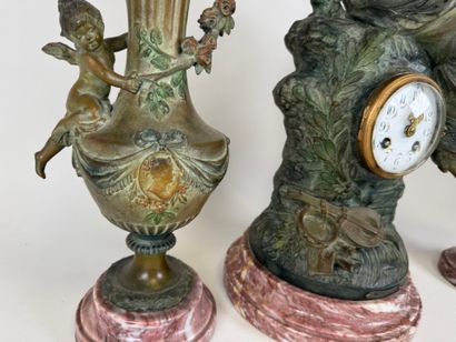Auguste MOREAU (1834-1917), d'après.
MEDITATION.
Garniture...