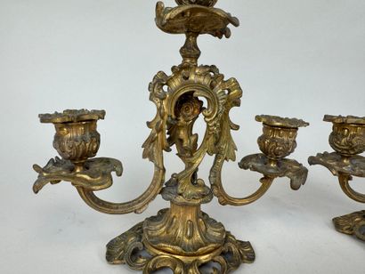 Paire de candélabres en bronze à trois bras...