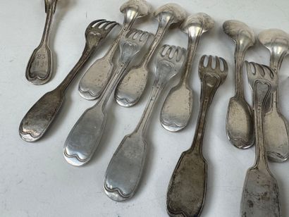 Série de six couverts de table en argent,...