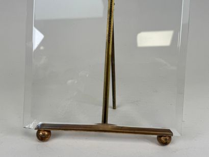 Large beveled glass and brass picture frame...