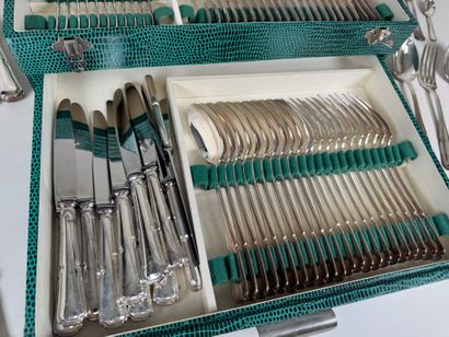 Part of a silver-plated menagère, net pattern,...
