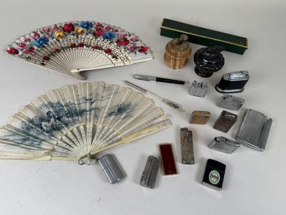 Collection of 14 metal and onyx lighters.
Two...