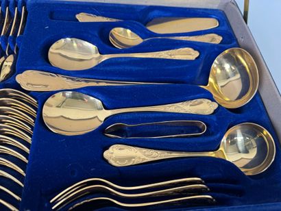 Gilded metal and metal menagère set including...
