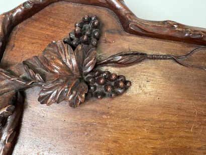 Large carved wooden tray with two handles...