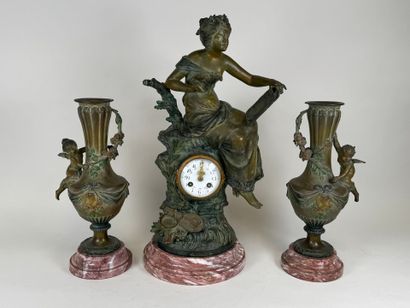 Auguste MOREAU (1834-1917), d'après.
MEDITATION.
Garniture...