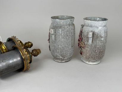 Pair of vases with small handles, decorated...