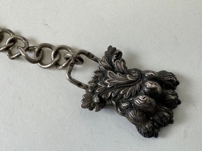 Silver-plated cape buckle with lion claw...