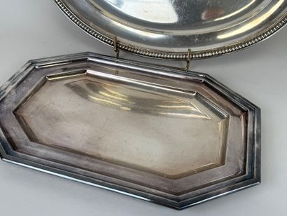 Set of two silver-plated dishes, one decorated...