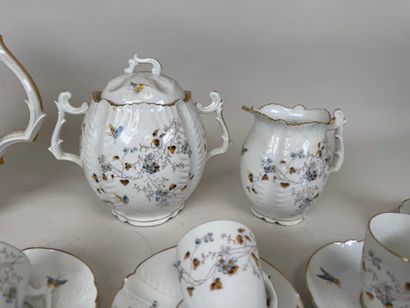Polychrome and gold porcelain coffee service...