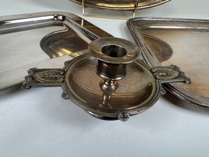 Three silver-plated dishes, two rectangular...
