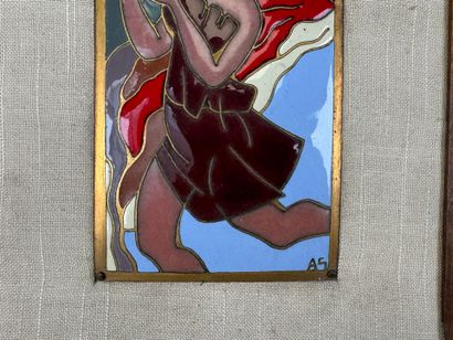 School, 20th century. Rectangular brass plate...