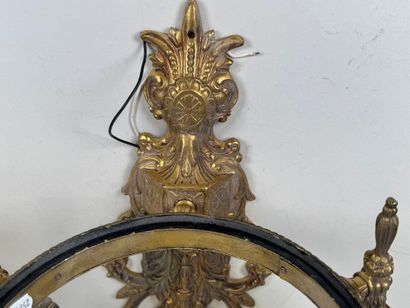 Pair of gilt bronze and chased five-light...