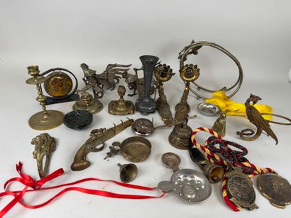 Set of bronze or brass trinkets including...