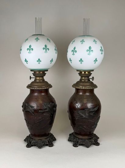 JAPAN, early 20th c. Pair of patinated regula...