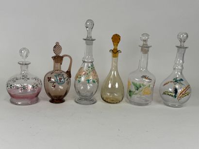 Six carafons ou carafes certaines partiellement...