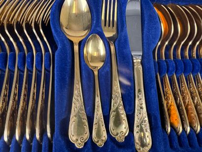 Gilded metal and metal menagère set including...