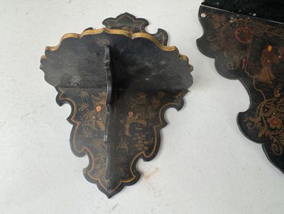 Three small wall shelves in papier-mâché...