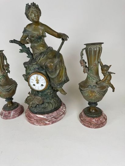 Auguste MOREAU (1834-1917), d'après.
MEDITATION.
Garniture...