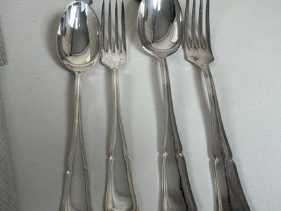 Part of a silver-plated menagère, net pattern,...