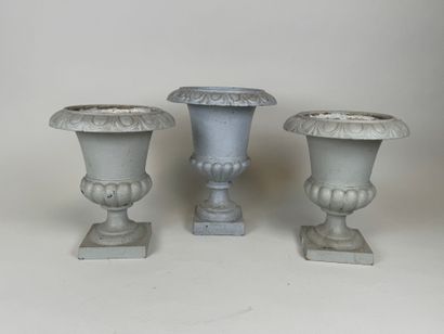 Paire de petits vases de jardin en fonte...