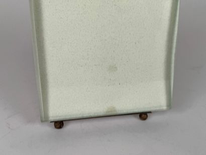 Beveled glass and brass picture frame with...