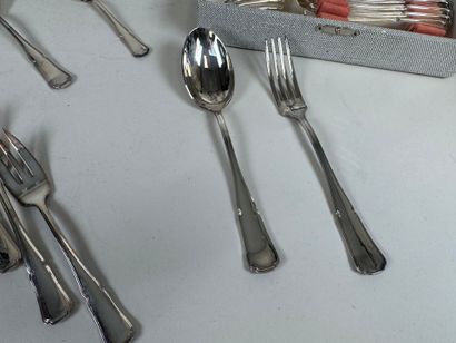 Part of a silver-plated menagère, net pattern,...