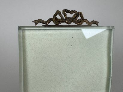 Beveled glass and brass picture frame with...