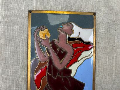 School, 20th century. Rectangular brass plate...