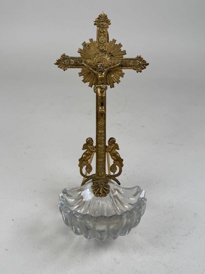 Gilt bronze and crystal stoup.
Mid 19th century.
18.5...