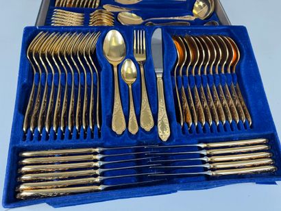 Gilded metal and metal menagère set including...
