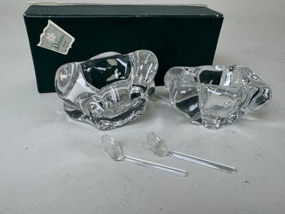 DAUM France. Pair of molded crystal salt...