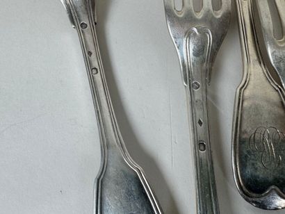 Set of 6 table spoons and 8 table forks in...