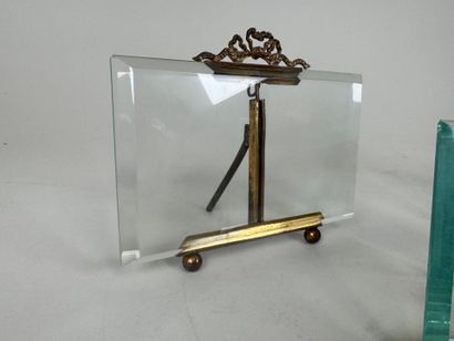 Three picture frames in brass and beveled...